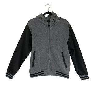 Ring Of Fire Gray & Black Varsity-Style Hooded Jacket XL